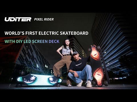 World's First Electric Skateboard with Full LED Screen Deck!