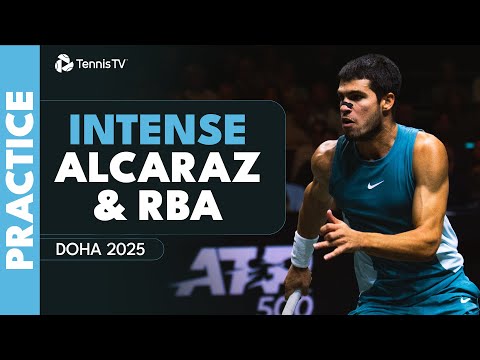 Carlos Alcaraz vs Roberto Bautista Agut Practice Highlights | Doha 2025