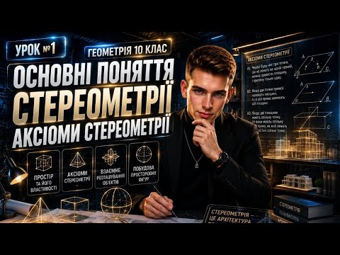 Урок №1. Геометрія 10 клас. "Основні поняття стереометрії. Аксіоми стереометрії". Version 2.0