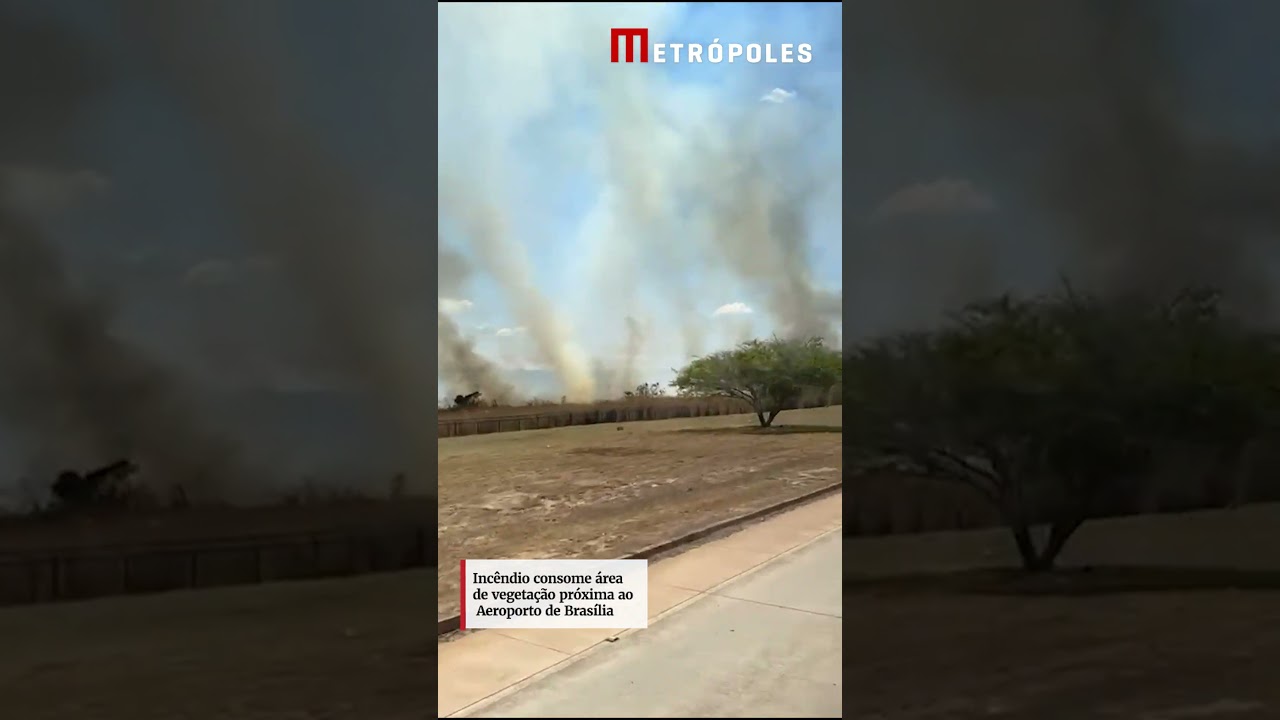 Incêndio consome área de vegetação próxima ao Aeroporto de Brasília