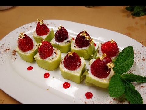 Strawberry Nutella Cheesecake Roll - How To Make Sushi Series - UCbULqc7U1mCHiVSCIkwEpxw