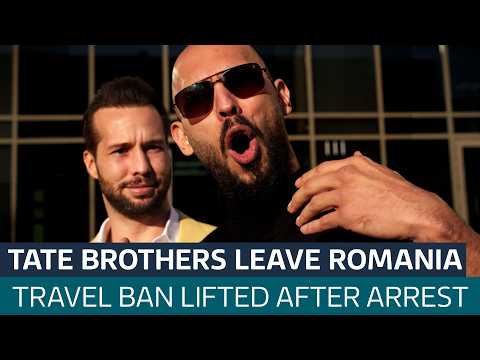 Andrew and Tristan Tate leave Romania on plane bound for US after travel ban lifted | ITV News