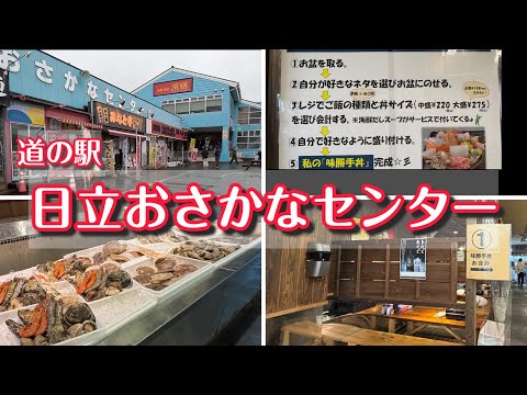 【道の駅】4K 日立おさかなセンター|味勝手丼・浜焼き・海鮮市場をぐるっと紹介/那珂湊おさかな市場から車で30分🚙