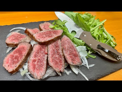 ローストビーフ用ブロック肉が安かったので油で揚げ焼きにして氷水にブチ込んでハイボールをキメるだけのどうが