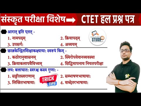 UPTET, CTET, STET | हल प्रश्न पत्र | परीक्षा विशेष Sanskrit Bhasha Kaushal |Study91