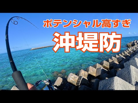 多良間島の沖堤防で24時間耐久釣り野宿。現地調達した餌で打ち込み釣りをしながら大きなルアーをキャストしていると…