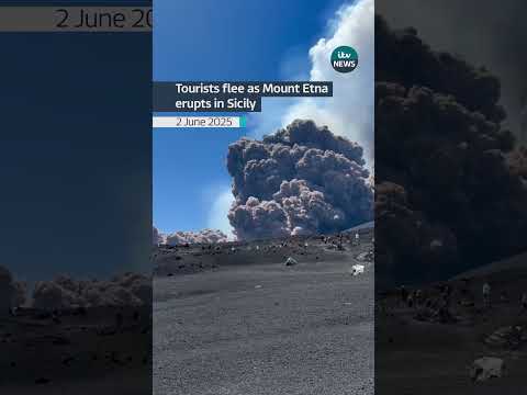 A clip shared on X shows people running away as plumes of filled the air #itvnews