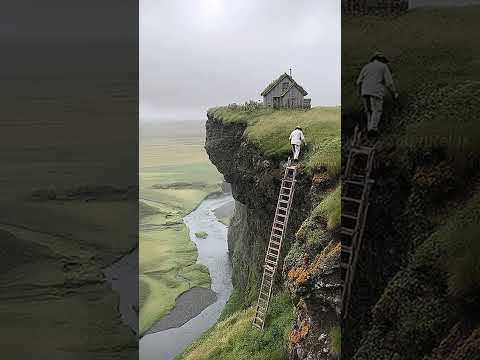 Elderly Man Lives on a Mountain Top | Climbing a Sky Ladder to Paradise 🌄✨