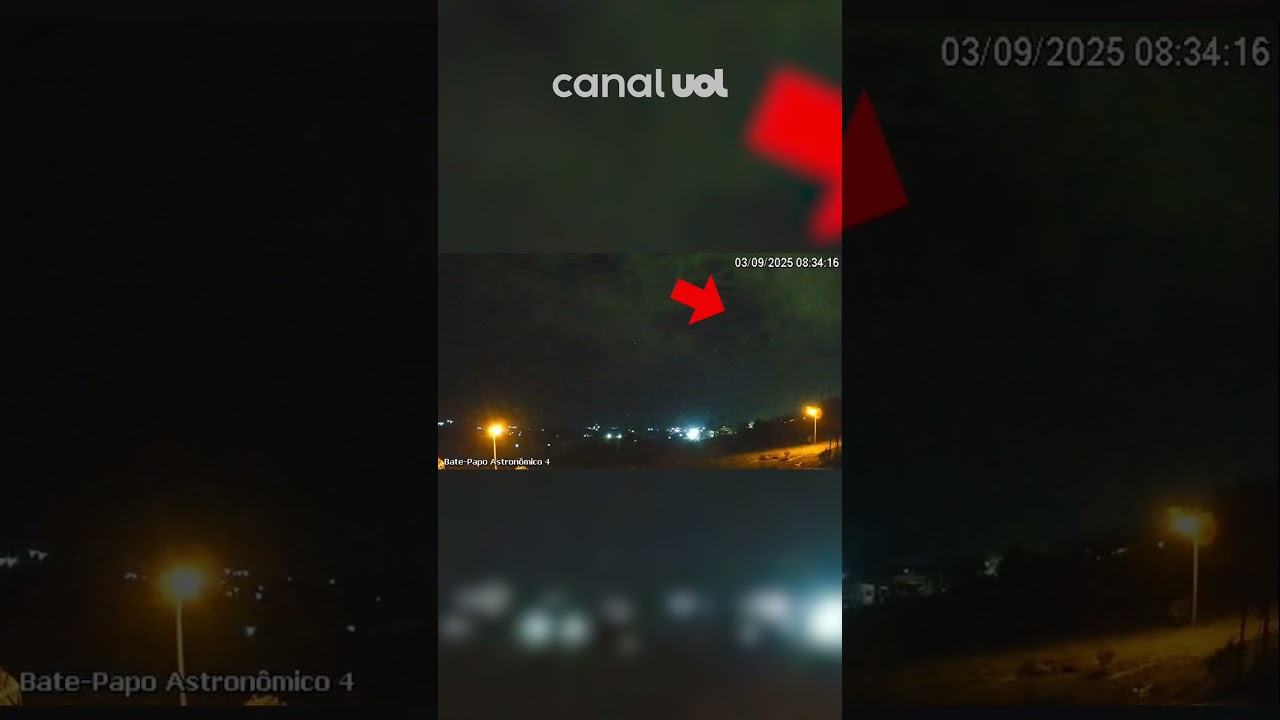 Meteoro e raio são registrados ao mesmo tempo no céu do Rio Grande do Sul vídeo flagra cena