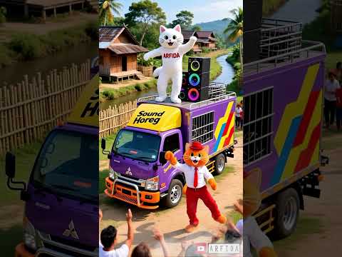 Aku suka nonton sound horeg kucing joget truk sound system #soundhoreg #ai #kucing