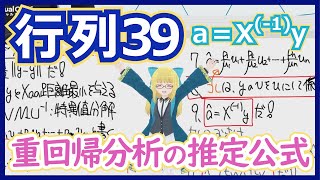 【擬似逆行列4】重回帰分析の推定公式 - これ、擬似逆行列じゃん。【行列39 重回帰分析】 #207 #VRアカデミア #線型代数入門