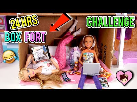 Barbie Doll  24 HOUR Overnight Challenge in Cardboard Box Fort - UCXodGGoCUuMgLFoTf42OgIw