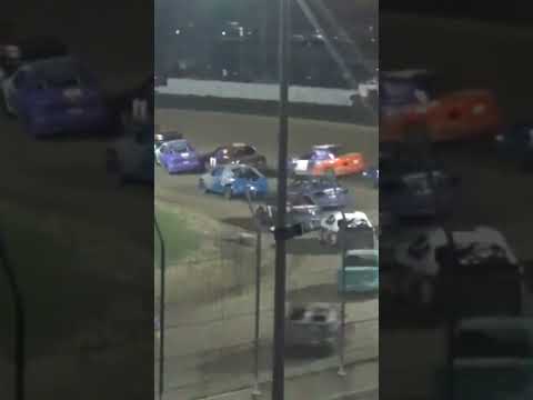 Ryan Johnson gets stacked up during the Bandit feature at Wilmot Raceway on August 3. 2024. - dirt track racing video image