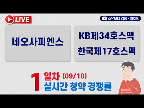 [<strong>9</strong>/<strong>10</strong>] 네오사피엔스, KB34호스팩, 한국제17호스팩 1일차 실시간 청약경쟁률 LIVE