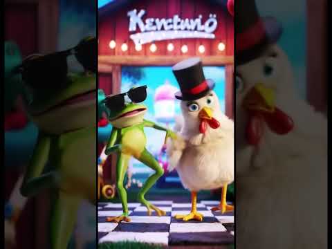 Crazy frog 🐸 vs crazy chicken 🐔 #funny #frog #chicken