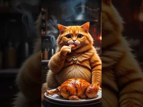 When Fat Orange Cat invited chicken in her home #aishorts #artificialintelligence #shorts #ai