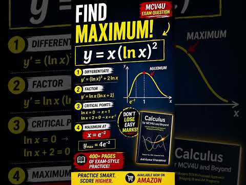 Find Maximum for y=x(ln⁡x )^2 Logarithmic Function  | MCV4U Calculus Challenge