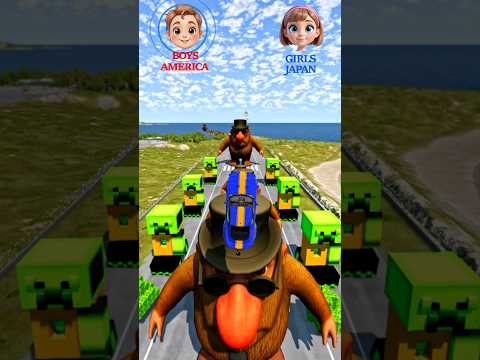 Boys American police car vs girls Japan police car | Beamngdrive #shorts