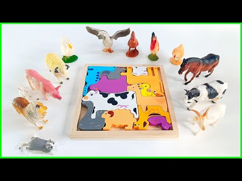 Los ANIMALES DE LA GRANJA Y SUS SONIDOS con rompecabezas 🐄🐖🐑🐓🐎 | Video educativo para niños
