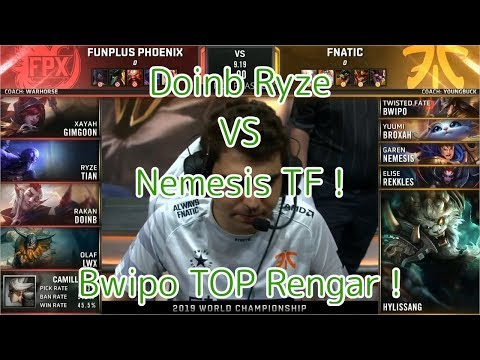 FPX(Doinb ライズ) VS FNC(Bwipo レンガー) 準々決勝 M2G1 - Worlds 2019 Quarterfinals