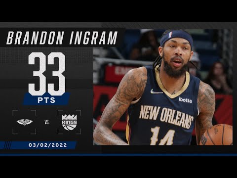Brandon Ingram heats up with 33-PT night for Pelicans vs. Kings video clip 