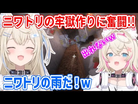 地下にニワトリ達の牢獄を作ろうとするフワワとモココだが...【ホロライブ切り抜き/FUWAMOCO/フワモコ】