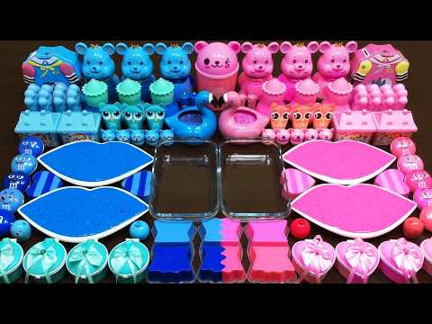 RELAXING SLIME WITH CLAY VS MAKEUP PINK VS BLUE ! Mixing Random Things Into Slime