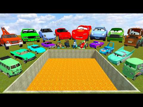 ALL CARS LIGHTNING MCQUEEN AND HIS FRIENDS VS THEIR REAL CAR VERSIONS BIG LAVA PIT Garry's Mod