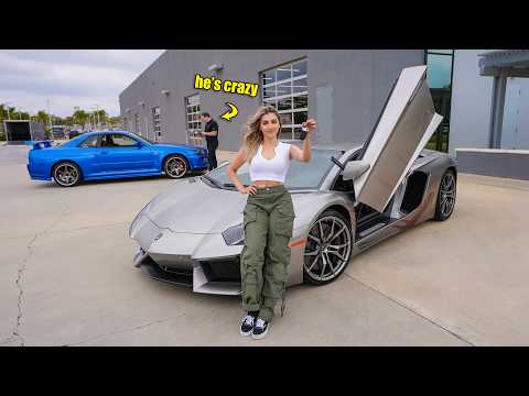 EmeliaHartford Surprises with R34 GTR & Aventador Test Drive