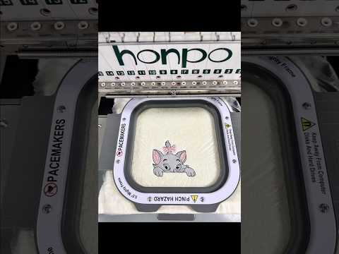 Cat towel embroidery by single head machine 🧵 #embroidery #honpo #towel #cat #embroiderydesign