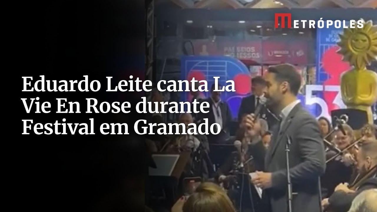 Governador Eduardo Leite canta La vie en rose de Édith Piaf durante Festival em Gramado