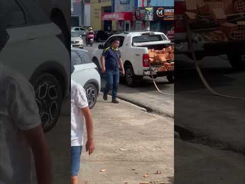 Pickup Truck Spills Massive Load of Bricks onto the Street