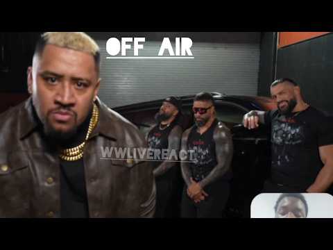 Solo Sikoa, Roman Reigns &amp; The Usos accept Royce Keys &amp; 946 challenge backstage off air on WWE RAW