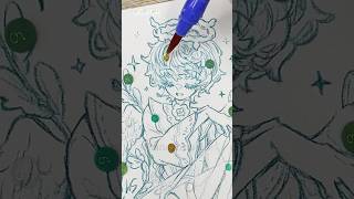💧💚水彩紙に水滴を落とすメイキング🎨🦜#Shorts  #illustration #watercolor