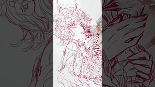 【画材紹介】🦌ダイソーのガラスペンで悪魔さんを描くメイキング🎨🦜#Shorts  #illustration