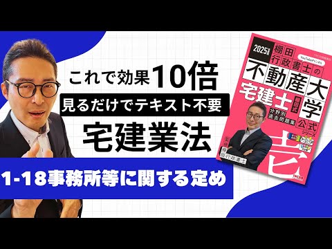 【棚田式問題集1-18事務所等に関する定め編】これでテキスト不要!棚田式分野別過去問題集と完全リンクの講義動画始動。試験に出る事務所に設置するもの。弐号機P362~399