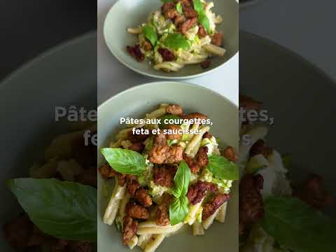 Pâtes aux courgettes et à la feta, chair de saucisses croustillante | Ricardo Cuisine
