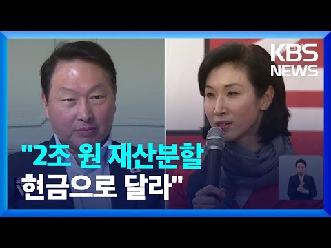 ‘1조 원대 주식→2조 원 현금’…노소영, 최태원에 재산분할 요구 상향 / KBS  2024.01.10.