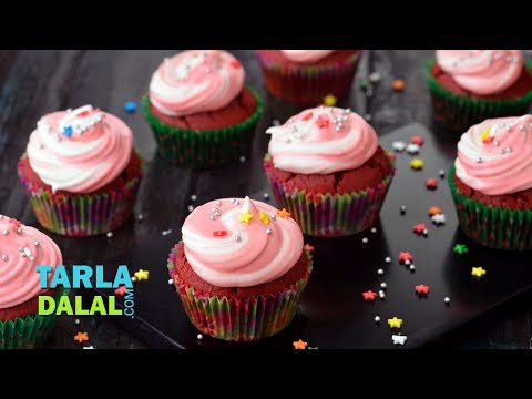 Red Velvet Cupcake, Eggless Red Velvet Cupcake by Tarla Dalal - UCYRRwNWXxCKFaVjFuXo1I8Q