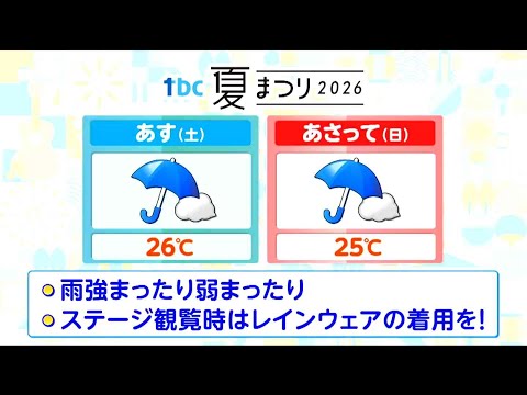 【25日・26日開催　tbc夏まつり】天気はどうなる？レインウェアの用意を【雨予想シミュレーション】