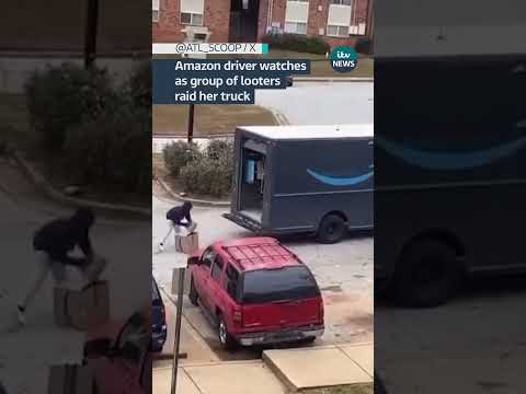Amazon driver watches as group of looters raid her truck #atlanta #amazon
