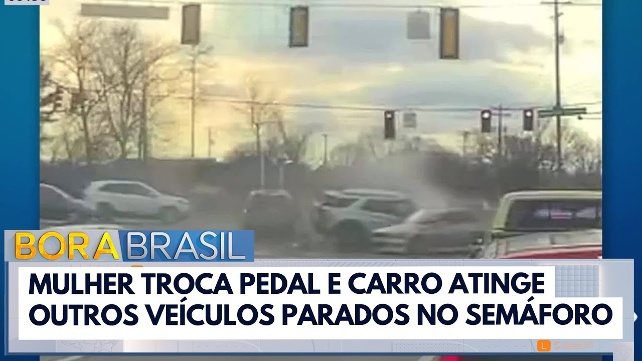 Carro atinge veículos parados no semáforo  | Bora Brasil