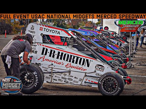 USAC Nationals Midgets FULL EVENT Night 1 Merced Speedway Nov. 21st 2023 - dirt track racing video image