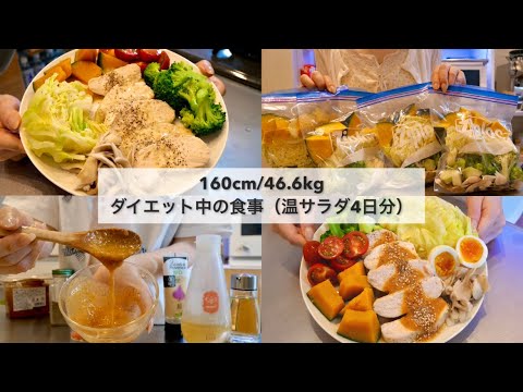 【-14kg達成!🔥】ダイエット中のリアル4日間の食事🍱｜野菜ストックで作るホットサラダ4日分🥗｜ドレッシングレシピ｜Healthy Salad Recipes For Weight Loss