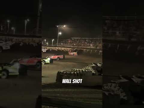 Late model goes in hard to wall which ended their night. #latemodel #dirttrack #superlatemodel #wall - dirt track racing video image
