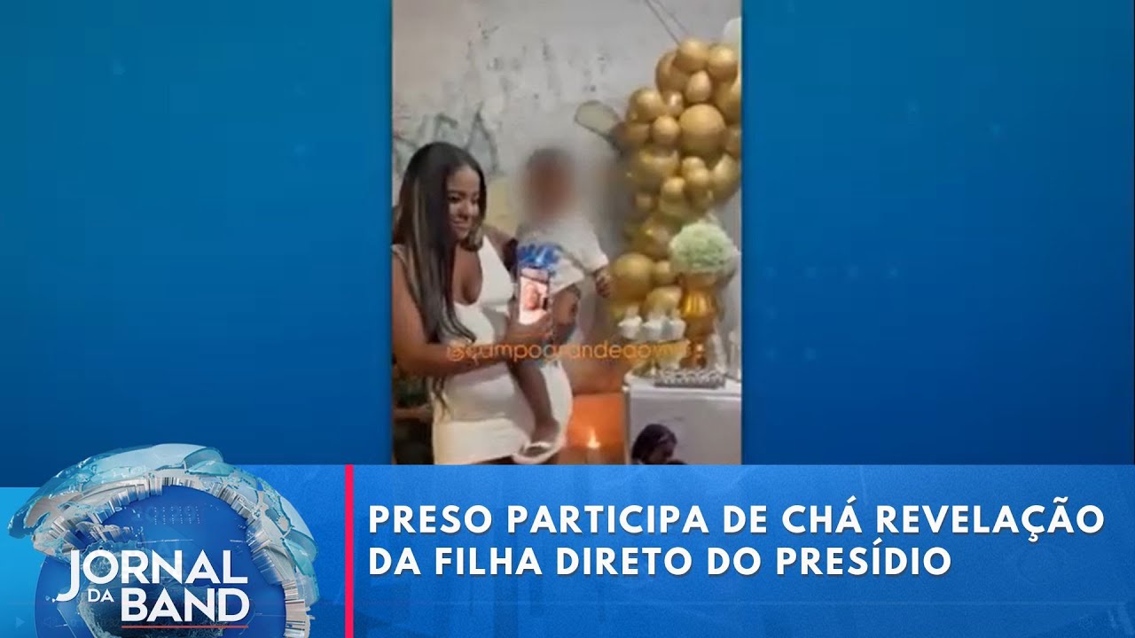 Preso participa de chá revelação da filha direto do presídio no RJ | Jornal da Band