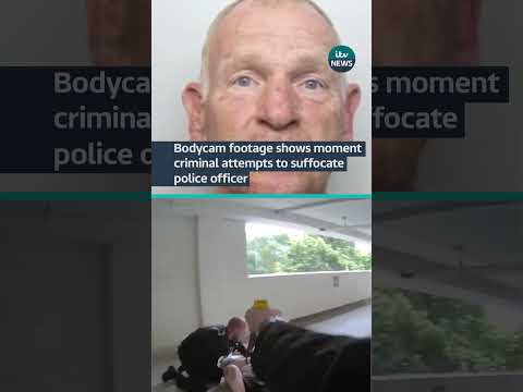Bodycam footage shows moment criminal attempts to suffocate police officer #itvnews #police