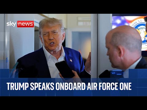 Trump speaks onboard Air Force One as he heads home from Scotland | Audio only