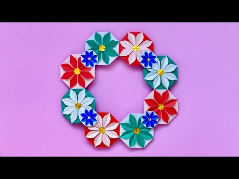 【折り紙】ポップなクリスマスリースの作り方／[Origami] How to make a pop Christmas wreath