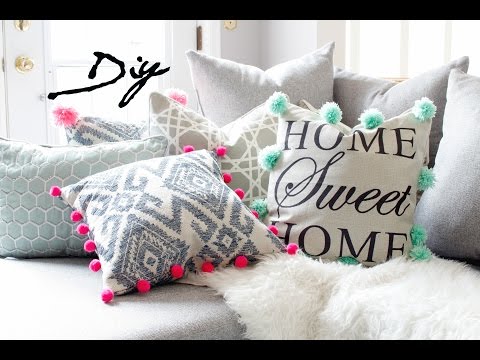 DIY POM POM PILLOWS - UPCYCLE PILLOW FOR $1 ! - UCVRekxsiQVZprWRcGfulZfg